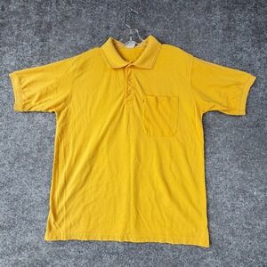 Haband‎ Polo Shirt Mens Yellow Short Sleeve Side Slit Casual Outdoor Golf Tennis
